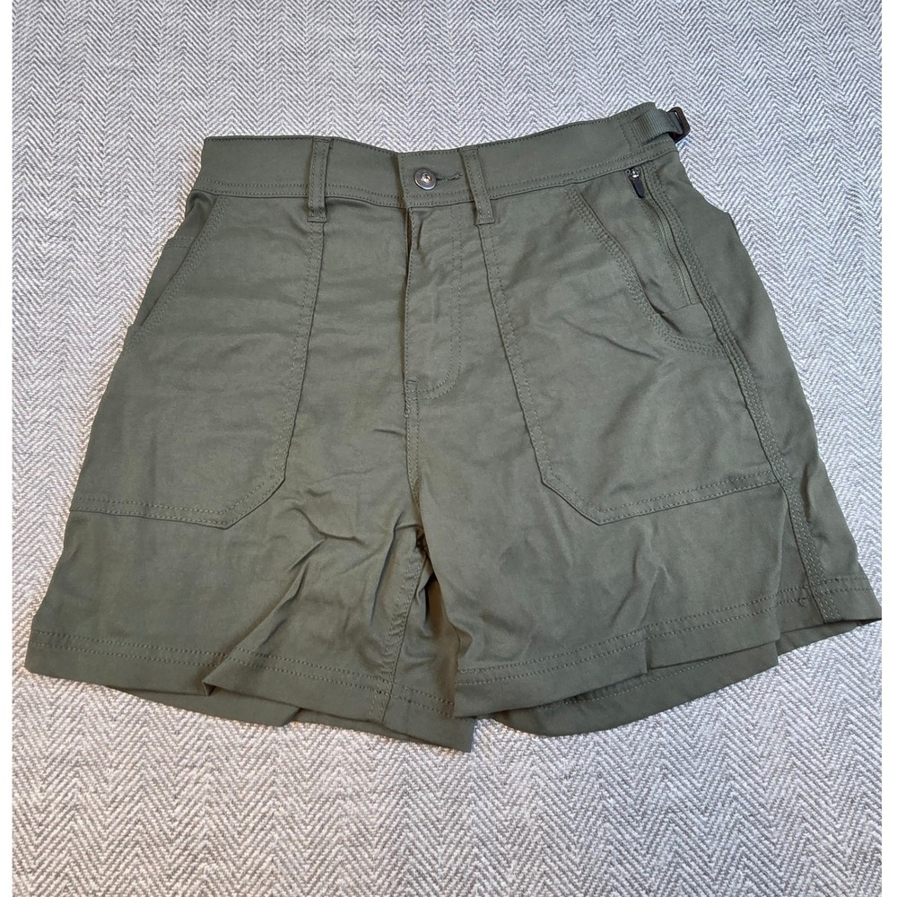 Prana Womens High Rise Standard Hiking Shorts Olive Green Size 4 2082311